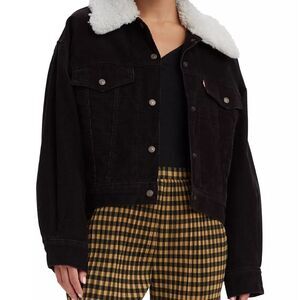 Levi’s Women’s Sherpa Baby Baggy Trucker Black Jacket Size XL
